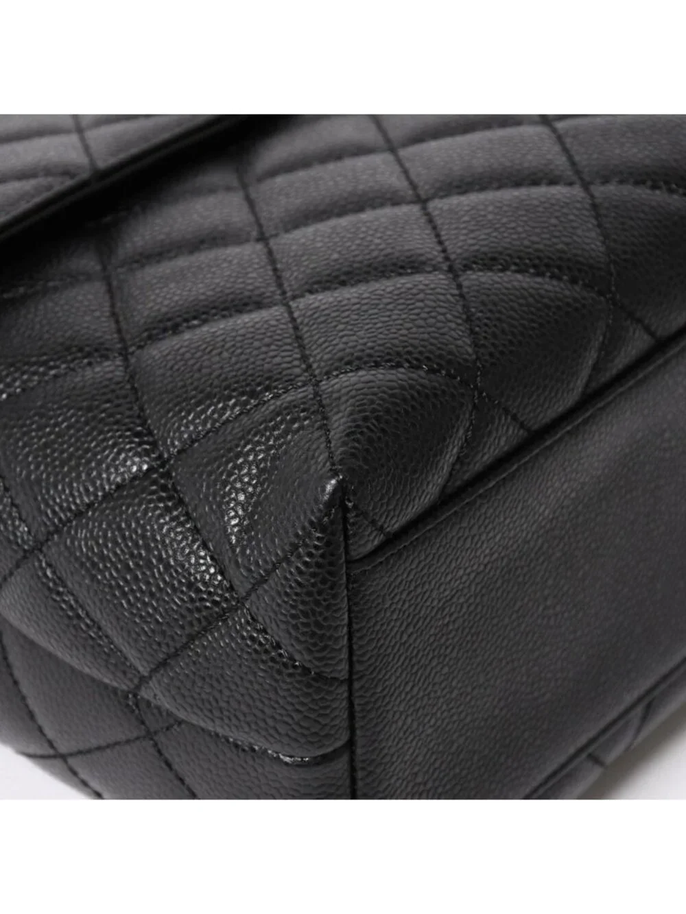Chanel Quilted CC Logo CC Handbag Top Handle Turnlock Caviar Leather Black Gold